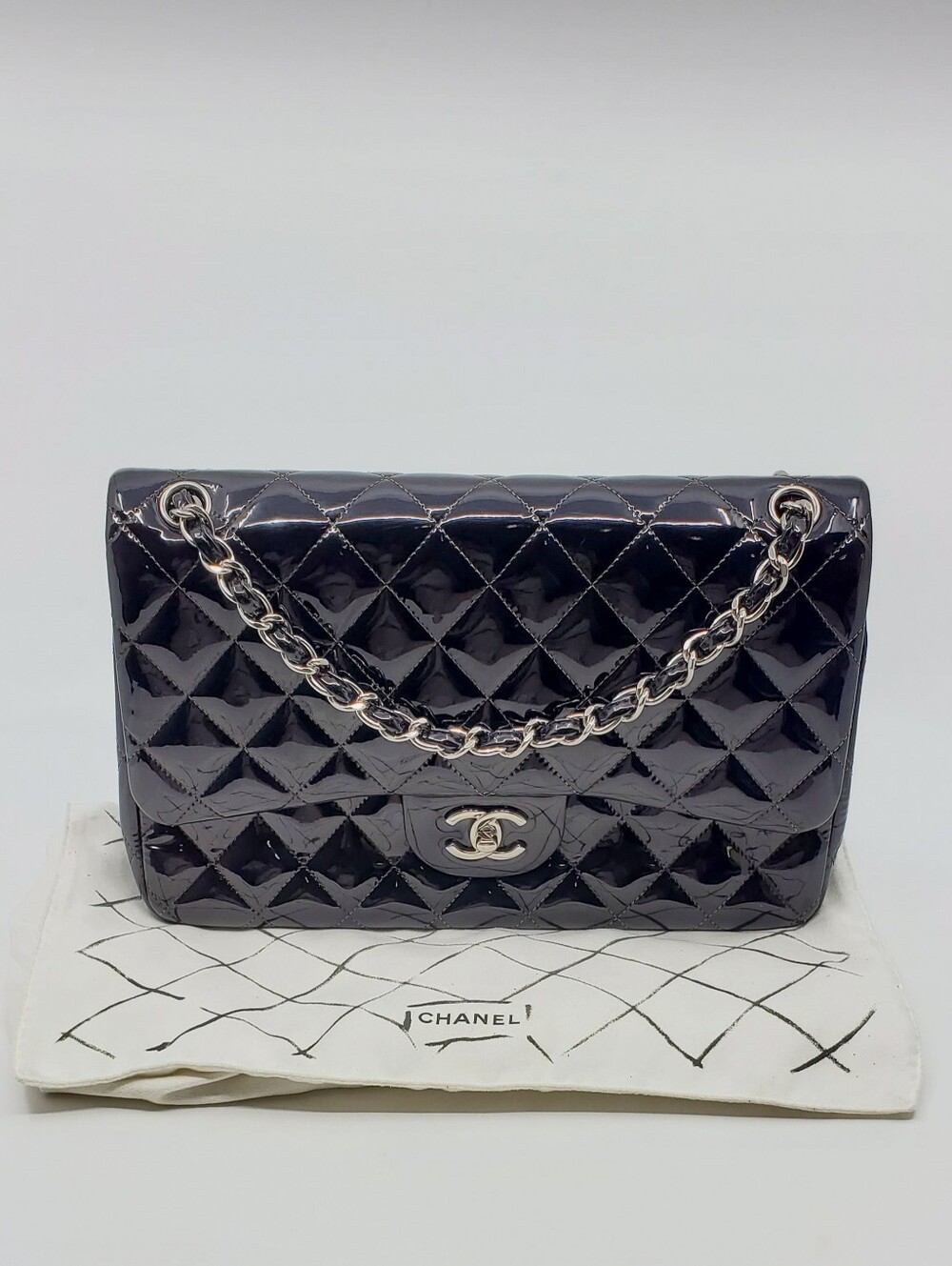 Chanel 2014 Patent Jumbo Classic Double Flap Bag